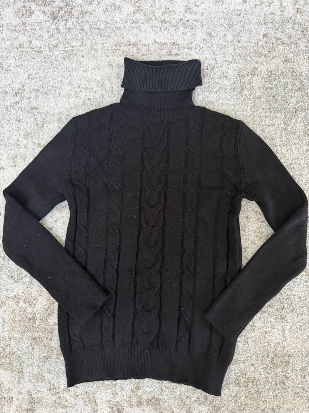 Black Cable-Knit Turtleneck Sweater - Women